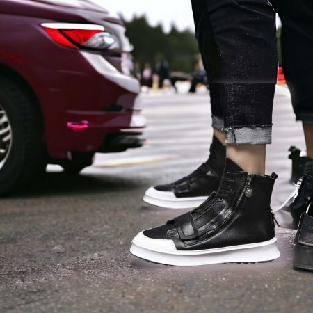 Avant-Garde Black Leather Sneakers for Men | Handcrafted Style