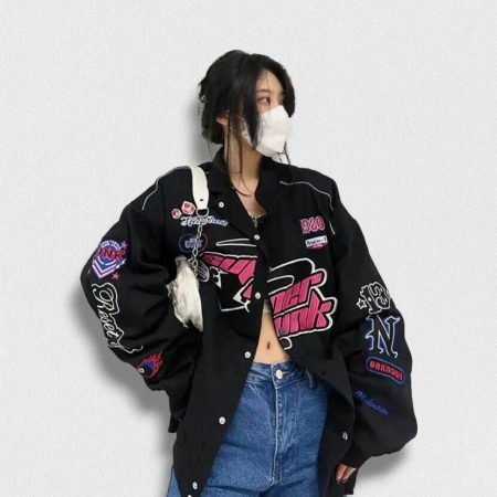 Balletcore Racer Jacket: Y2K Streetwear Gift for Her