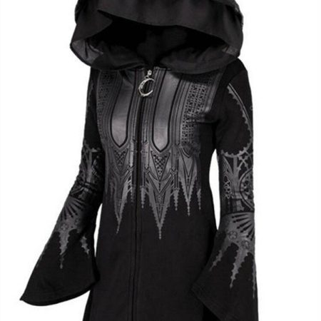 Black Long Hooded Top: Trendy Street Goth Style for Fashion Forward Looks