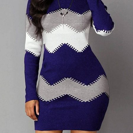 Boho Knit Dress: Winter Color Shift Style for Women