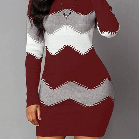 Boho Knit Dress: Winter Color Shift Style for Women