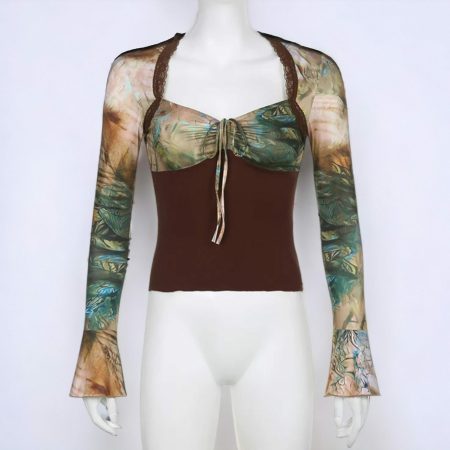 Fairy Grunge Floral Lantern Sleeve Top for Boho Chic Vibe