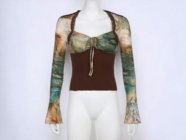 Fairy Grunge Floral Lantern Sleeve Top for Boho Chic Vibe