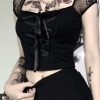 Gothic Lace Bandage Black Tee for Women [Vintage]