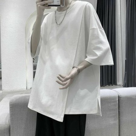 Harajuku Cool Tee: Men's Asymmetrical Streetwear Fashion