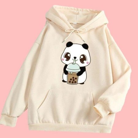 Panda Bubble Tea Hoodie: Kawaii Y2K Charm