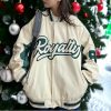 Royalty White Varsity Jacket: Y2K Racing Style for Her