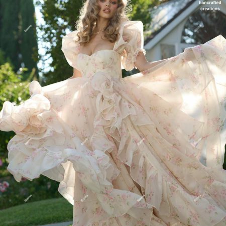 Vintage Rose Puff Sleeve Dress: Romantic Y2K Style for Fashionistas