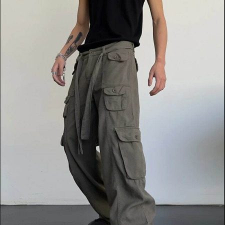 Vintage Vibe High Waist Overalls: Unisex Summer Style with Spacious Pockets