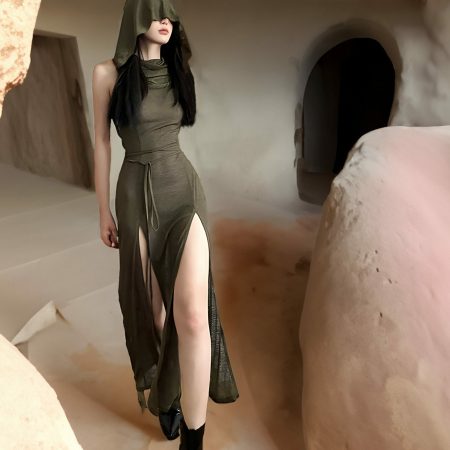 Whimsigoth Cybergoth Hooded Dress: Edgy Y2K Style